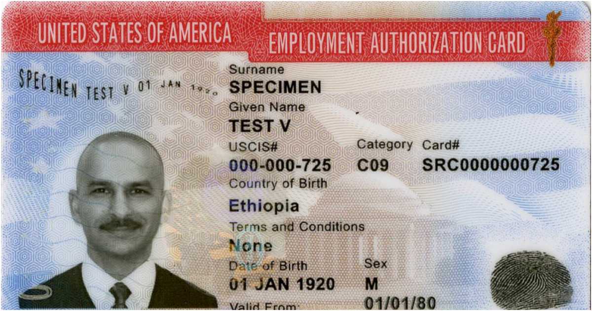 অ্যামেরিকার এমপ্লয়মেন্ট অথরাইজেশন কার্ডের নমুনা। ছবি: ইনসাইড ইমিগ্রেশন